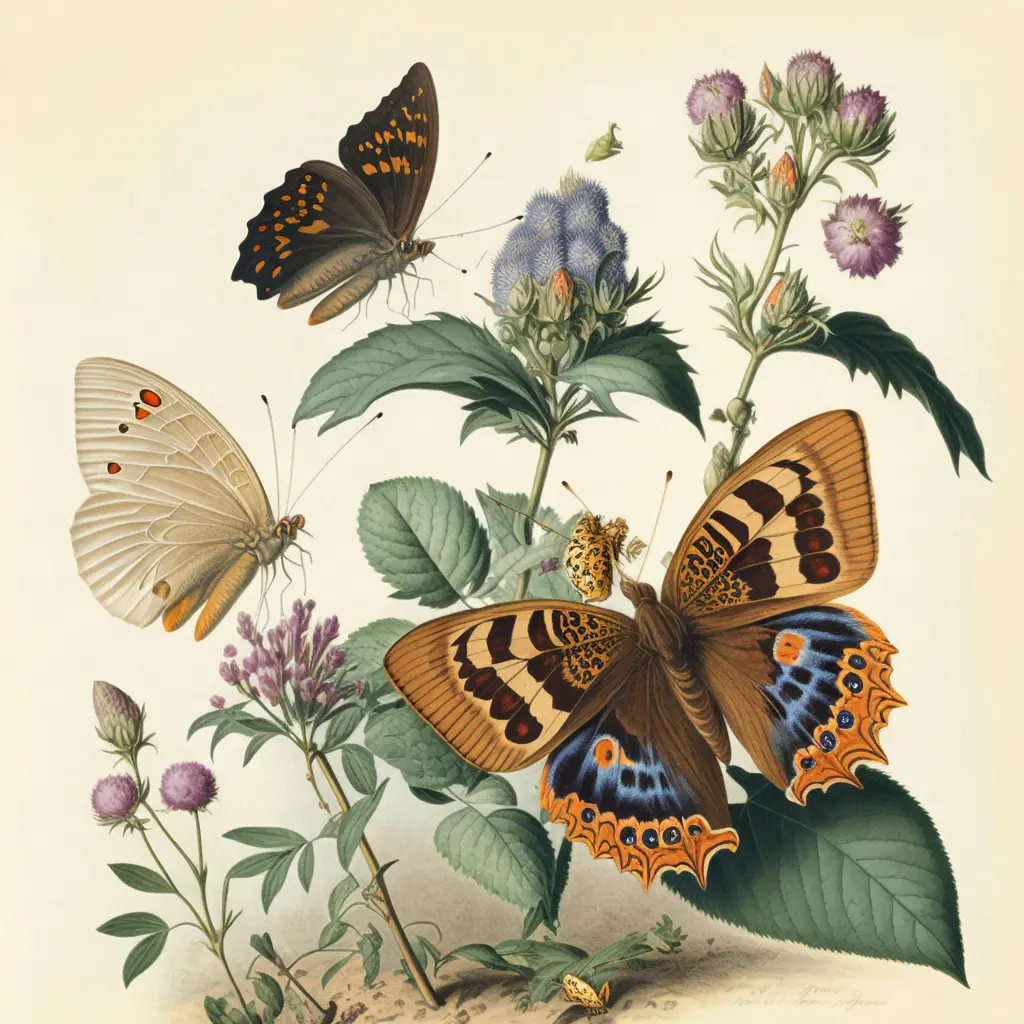 The Butterflies of Europe, botanical illustration, white background, style of Pierre-Joseph Redoute